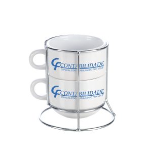 Kit 2 Xícaras 150ml com Suporte - CF Contabilidade