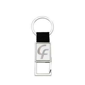 Chaveiro Metal com Mosquetão e Alça Nylon Preto