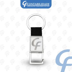 Chaveiro Metal com Mosquetão e Alça Nylon Preto