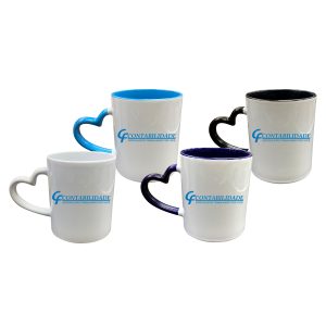 Caneca De Porcelana Com Alça de Coração