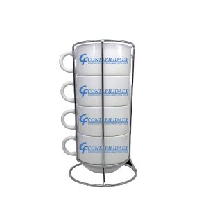 Kit 4 Xícaras 150ml com Suporte - CF Contabilidade